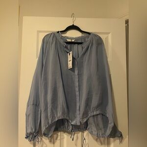 Zara Women's Sheer Blue Blouse BNWT size L